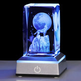 YWHL crystal wolf front view showing clear engraving and elegant display