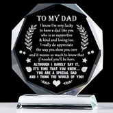 YWHL glass plaque front view showing engraved message and clear finish