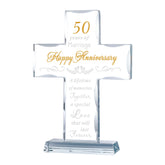 YWHL glass cross front view showing clear polished finish and lasting memorial quality