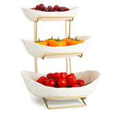 YYW front view of three-tier fruit bowl showing organized countertop display and easy reach