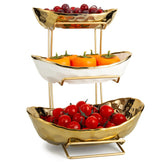 YYW front view of white gold fruit bowl shows elegant organization benefit