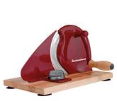 Zassenhaus front view showing red base and wooden platform for stable slicing