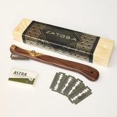 Zatoba front view showing black walnut handle for comfortable grip