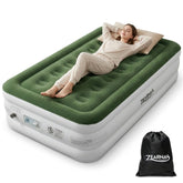 Zearna front view of inflated twin mattress showing height and profile benefits