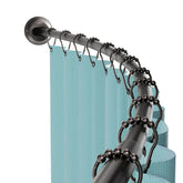 Zenna Home front view of bronze curved rod showing extra shower space benefit