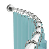 Zenna Home front view of curved rod in satin nickel showing extra shower space