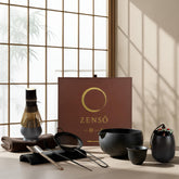 Zenso matcha set front packaging displaying all ten pieces and elegance