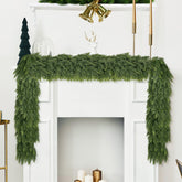 Zeqalb front view of 6FT garland showing full-length realistic cedar for instant decor