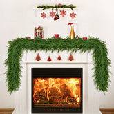 Zeqalb Norfolk Pine garland full mantel drape showcasing lush coverage and instant holiday impact