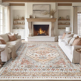 zesthome front view of 8x10 orange rug, shows size and warm tone