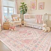 zesthome front view of pink 5x7 rug showing full design and color benefit