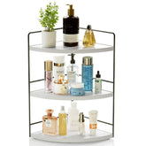 ZGO front view of white 3-tier countertop organizer showing tidy bottles and easy access