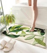 ZGXL front view of green leaves bath mats showcasing design and color benefits