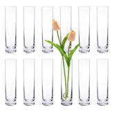 ZHAOHAI front view of twelve clear cylinder bud vases showing minimalist benefit