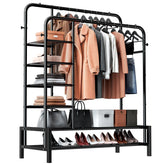 ZHKINGGS front view of full clothes rack showing organized hanging and shelves benefit