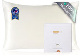 ZIMASILK front view ivory pillowcase showing smooth silk and clean finish benefits