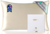 ZIMASILK front view of beige king silk pillowcase shows smooth premium finish and comfort