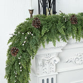 Zmtyykh front view of 6ft cedar garland showing full coverage and rich look