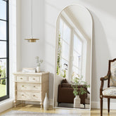 ZMYCZ arched full length mirror front view showing tall reflection and brightening benefit