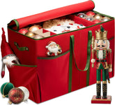 ZOBER front view of red ornament box showing capacity and sturdy build