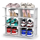 ZOINLIY front view showing assembled shoe organizer and neat shoe storage benefit