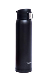 Zojirushi black matte mug front view showing lid and travel-ready design for spill prevention