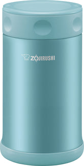 Zojirushi front view of aqua blue food jar showing compact durable design and portability