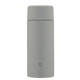 Zojirushi front view medium gray bottle showing compact design and portability