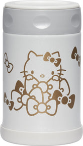 Zojirushi Hello Kitty front view showing compact insulated jar and playful white design