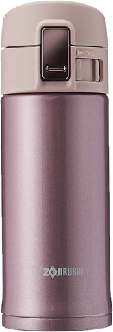 Zojirushi lavender pink front view showing compact insulated mug and color benefit