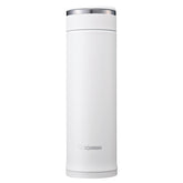 Zojirushi SM-JF48 front view showing compact white exterior and cap, durable travel benefit