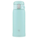 Zojirushi front view mint blue mug showing compact design and safe lid