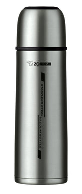 Zojirushi stainless mug front view showing sleek design and portability