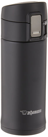 Zojirushi travel mug front view showing compact shape and finish, durable and portable