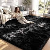Zomfy front view of black 8x10 rug showing elegant modern look and comfort