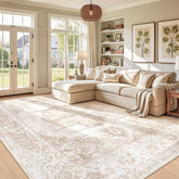 Zomfy full 9x12 vintage rug laid flat showing medallion and color, enhances room harmony