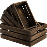 ZOOFOX front view of three nesting crates showing rustic finish and coordinated storage