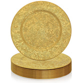 ZOOFOX front view of 12-pack gold charger plates showing elegant set and convenience