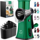 Zulay Kitchen front view showing green and black grater ideal for quick shredding