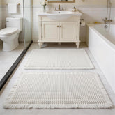 ZVFFDG front view of both cream waffle mats showing sizes and boho look