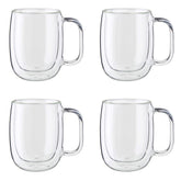 ZWILLING Sorrento Plus front view showing four glass mugs and packaging, stylish presentation benefit