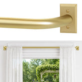 ZYRW gold curtain rod front view showing sleek modern finish and elegant look