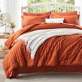 Zzlpp front view of burnt orange comforter set showing full package benefit