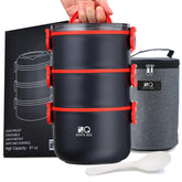 ZZQ stacked lunch box front view showing compact portable design benefit
