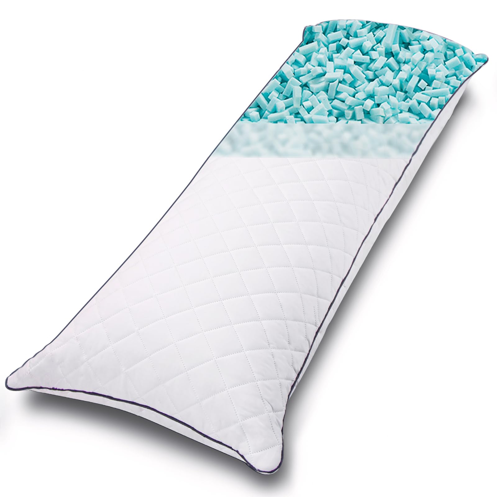 1 MIDDLE ONE front view showing pillow shape and clean white cover for clear identification and appeal