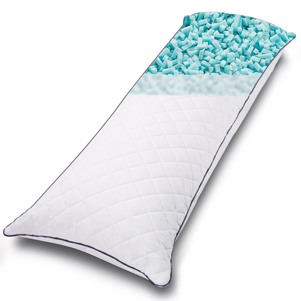 1 MIDDLE ONE front view showing pillow shape and clean white cover for clear identification and appeal