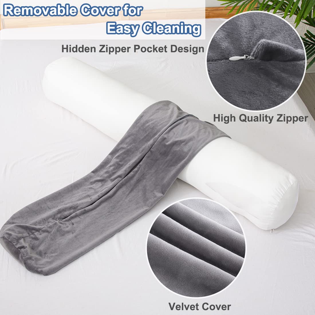 1 MIDDLE ONE pillow in bed showing scale and space-saving benefit