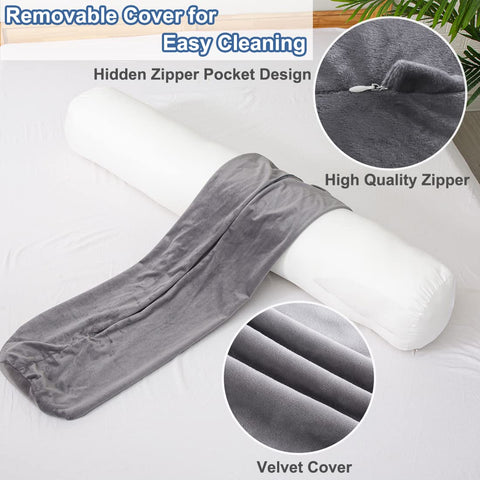 1 MIDDLE ONE pillow in bed showing scale and space-saving benefit