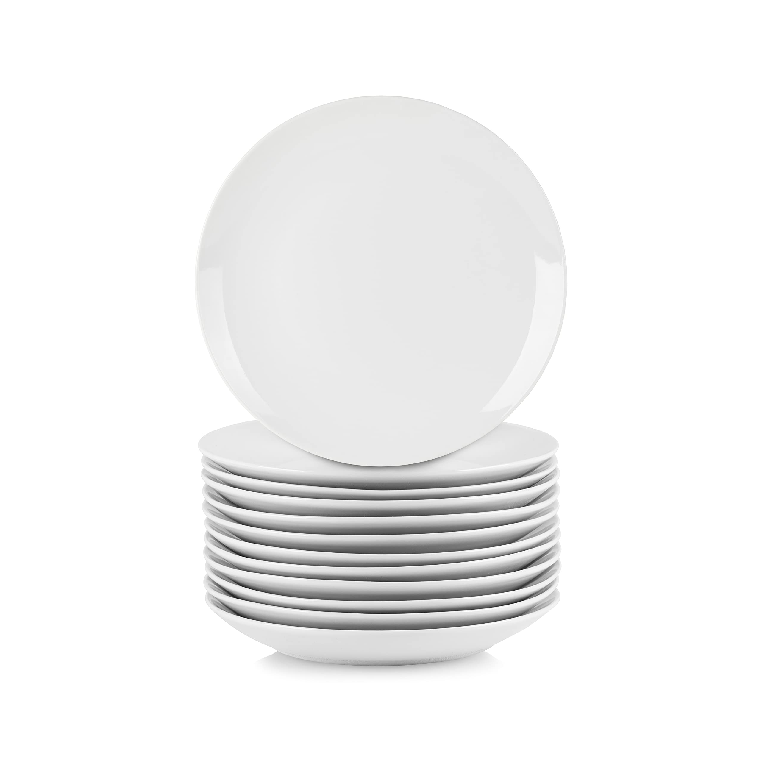 10 Strawberry Street front view of 7.5" white coupe plates highlighting clean design and versatility
