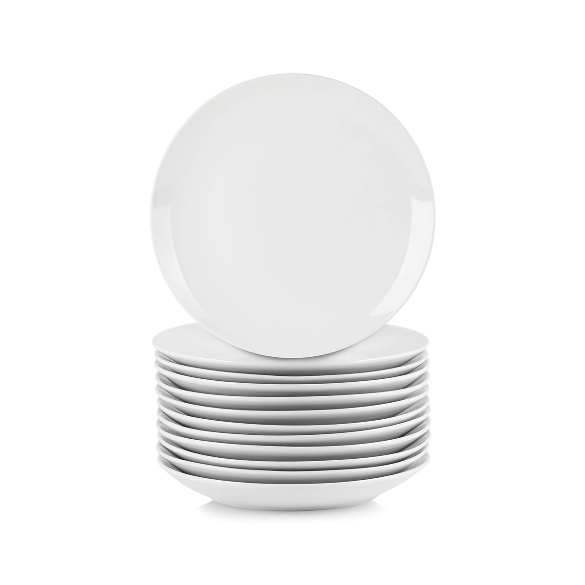 10 Strawberry Street front view of 7.5" white coupe plates highlighting clean design and versatility